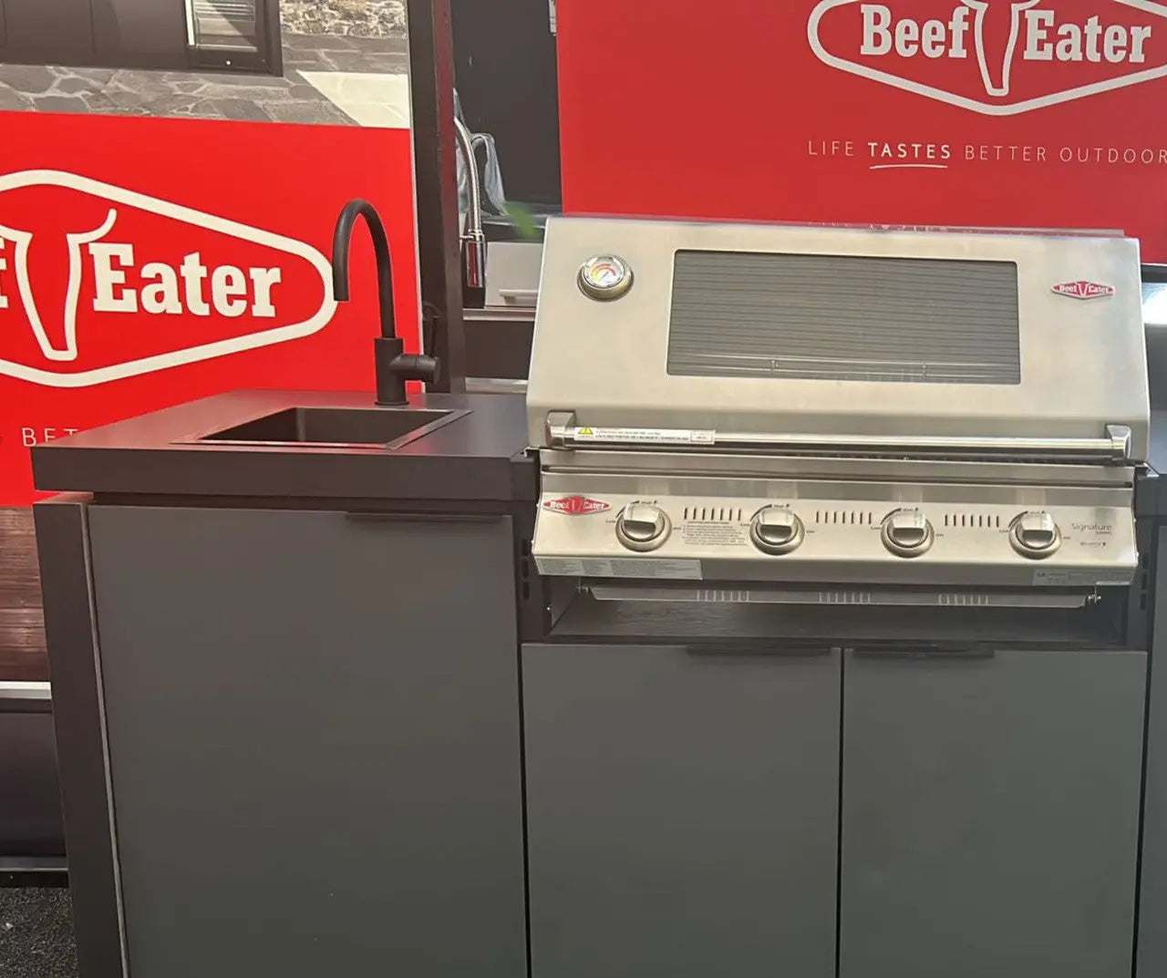 Beefeater Cabinex S30000S Series 4 Burner Outdoor Kitchen With Fridge & Sink