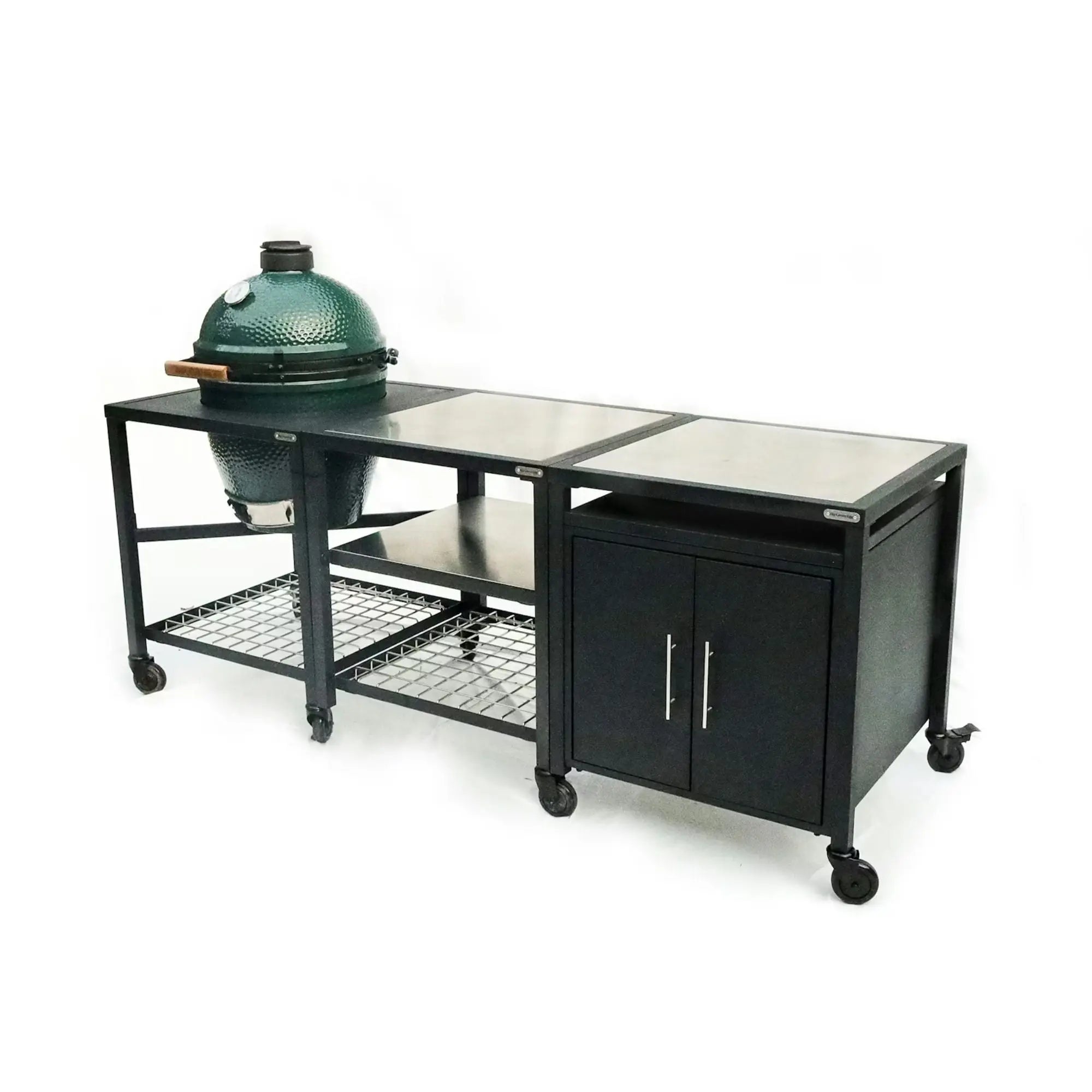 Big Green Egg Modular Nest | 1 Expansion frame and 1 Cabinet with Stainless Steel Surfaces