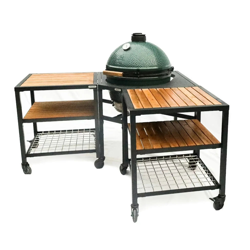 Big Green Egg Corner Modular Nest | 2 Expansion frames with Acacia Surfaces