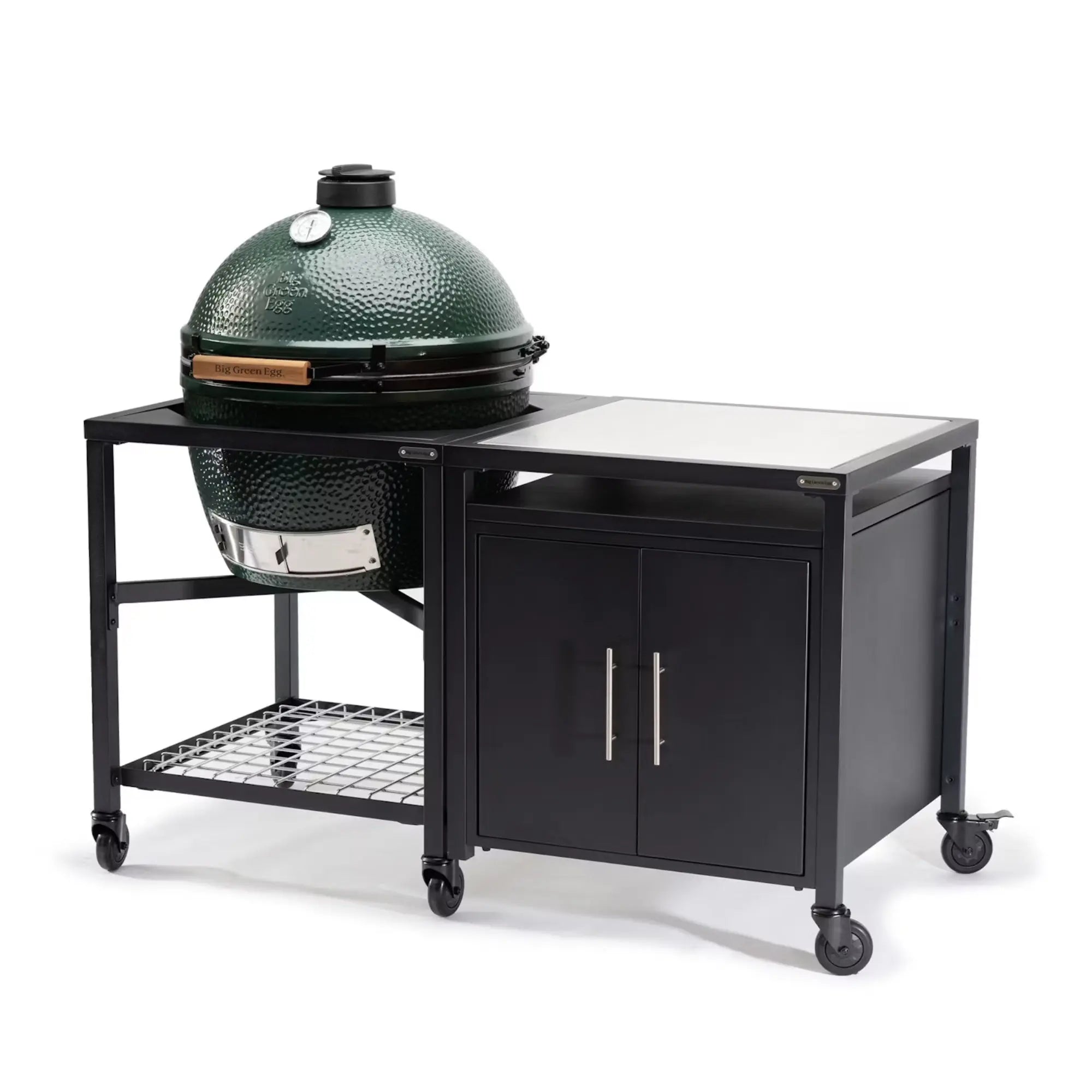 Big Green Egg Modular Nest + Expansion Cabinet + Stainless Steel Shelf