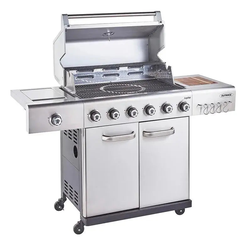 Outback Jupiter 6 Burner Hybrid BBQ | Free Cover | Pizza Stone & Griddle Set